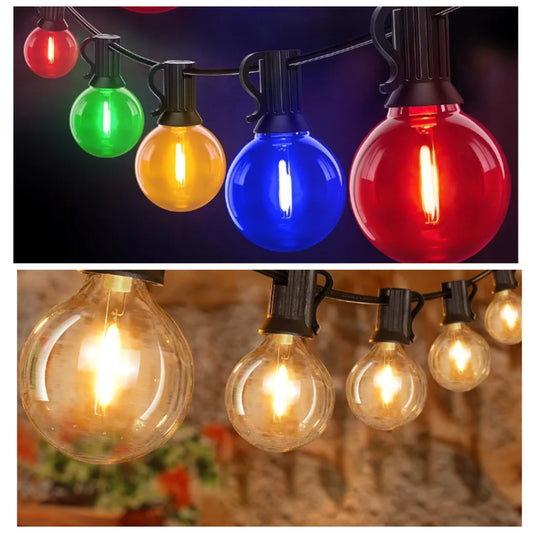 50FT Outdoor String Lights, Waterproof Connectable Shatterproof Outside Light with 25 Edison + 2 Spare LED Bulbs Plug in, Patio Lights for Indoor Balcony Porch