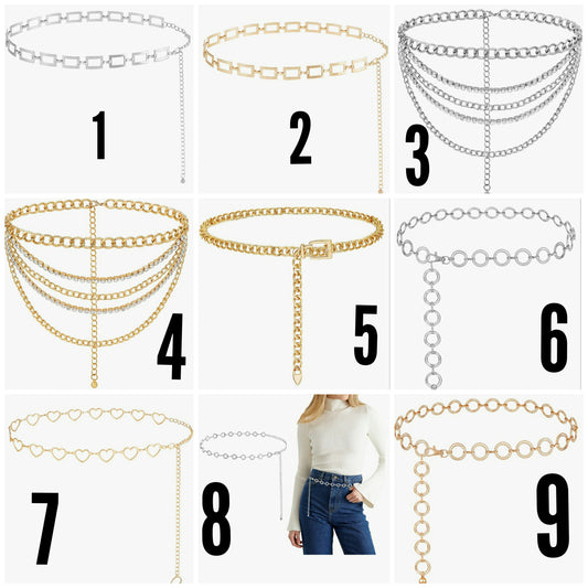 Chain Belt for Women Metal Waist Chain Fashion Multilayer Chain Belts for Dress