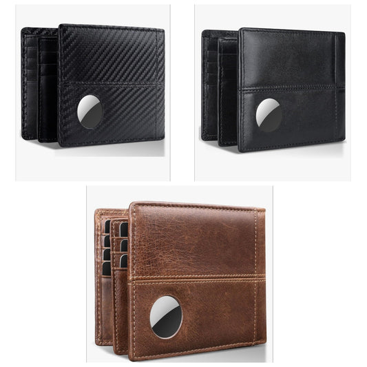 AirTag Wallet Men RFID Blocking Genuine Leather Bifold Mens Wallet For AirTag 1 ID Window 15 Card Holders with Box (Airtag Not included)