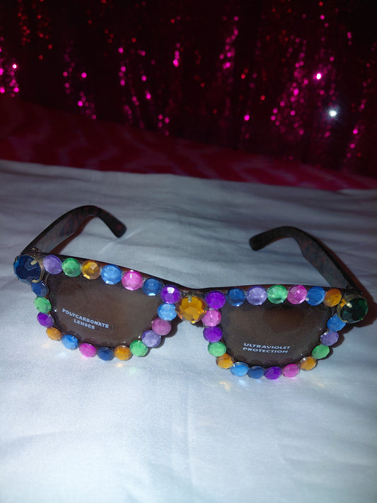 Cocomoney Glasses custom 1 of 1 pair sunglasses gemstones plastic materials uv COCOMONEY.STORE