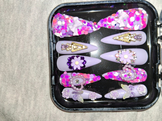 COCOMONEY NAILS CUSTOM 1 OF 1 GLUE ON PRESS ON COMES WITH FREE GIFTS #b85