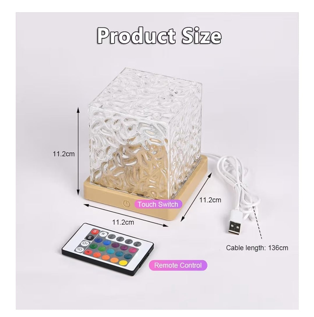 Ocean Wave Projector Light, 16-Color Luminorthe Cube Lamp & App Remote, 3D Holographic Water Ripple Romantic Ambient Lighting for Child's Room, Meditation Relaxation, Night Light