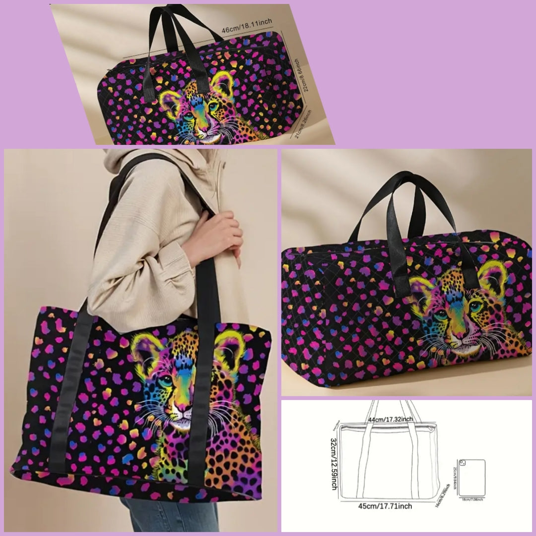 2 Piece Leopard multicolored bags duffel and carry bag set