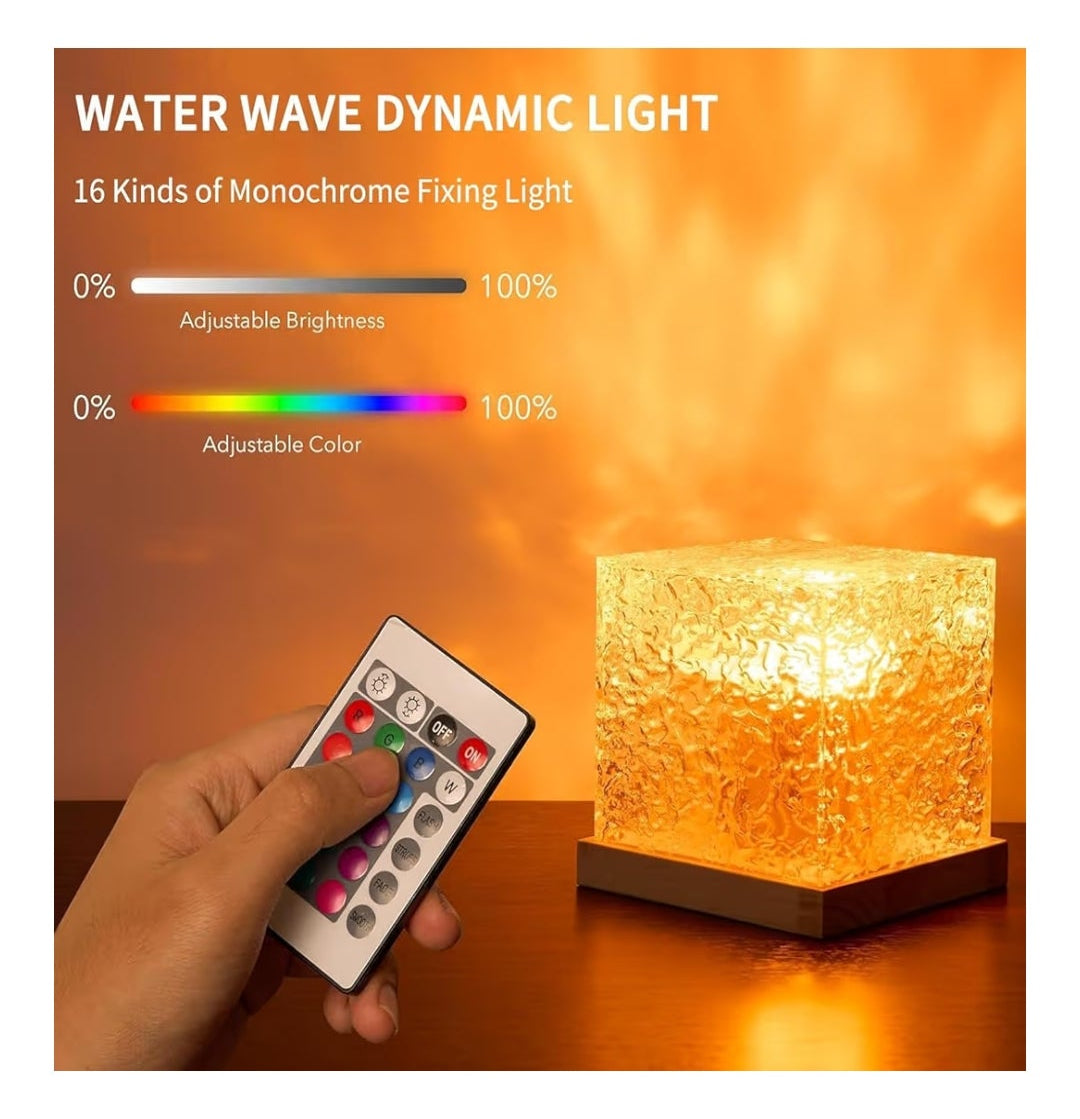 Ocean Wave Projector Light, 16-Color Luminorthe Cube Lamp & App Remote, 3D Holographic Water Ripple Romantic Ambient Lighting for Child's Room, Meditation Relaxation, Night Light