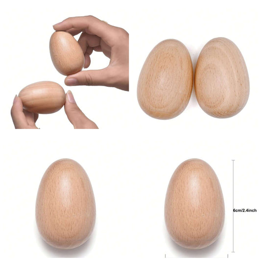 Wood Egg Shakers Set, Musical Percussion Instruments, Natural Finish wood