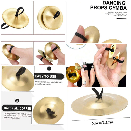 1 Pair Finger Cymbals Belly Dancing Zills Brass Tingsha Cymbals Yoga Spiritual Chimes Hand Percussion Instrument