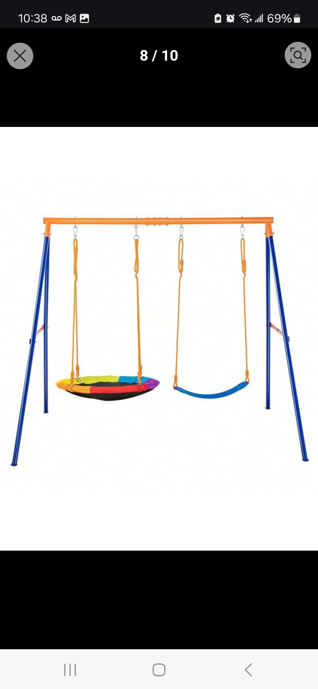 Swing Sets For Backyard, 600lbs/440lbs/200lbs Load Capacity Swing Set, Heavy Duty A-Frame Metal Swing Stand And Adjustable Rope, Swingset Outdoor For Kids ﻿