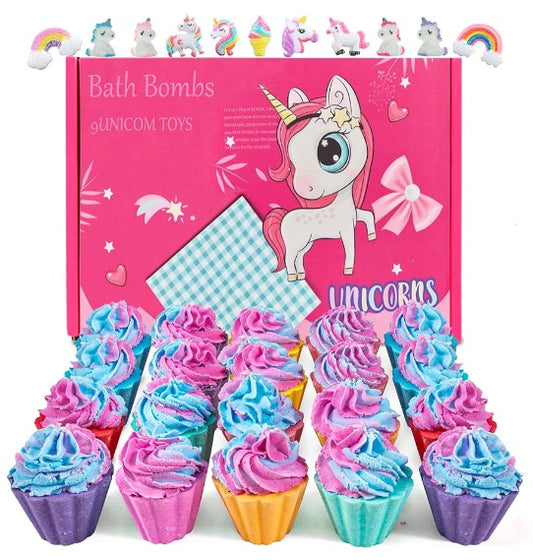 Bath Bombs with Surprise Unicorn Inside, 20 Bath Bombs Gift Set, Handmade Bubble Bath Fizzes Bomb for Birthday Christmas and Party Favor Christmas Gifts Set