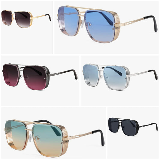 Sunglasses Mens Women Vintage Pilot Square Trendy Metal Steampunk Fishing Driving Sun Glasses