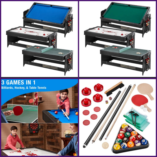 3 in 1 Air Hokey, Pool, Table Tennis Multi-Game Table