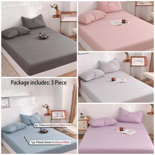 3pcs Solid Color Soft And Comfortable Brushed Bedding Set, Suitable For Bedroom And Guest Room 1 set