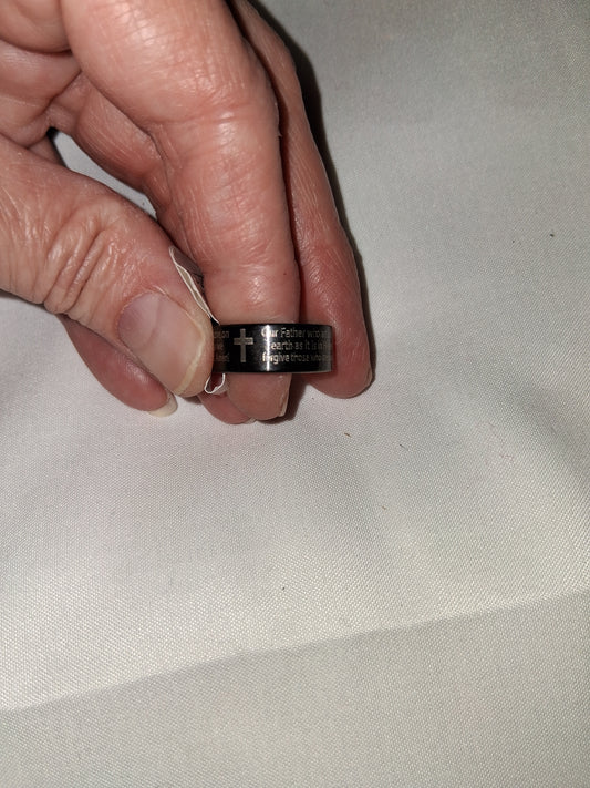 Mens stainless steel ring size 7 lords prayer