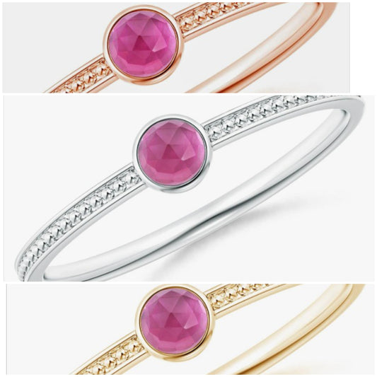 COCOMONEY  Natural Pink Tourmaline Solitaire Ring for Women in Sterling Silver / 14K Solid Gold | Birthday, Engagement, ANNIVERSARY WHENEVER