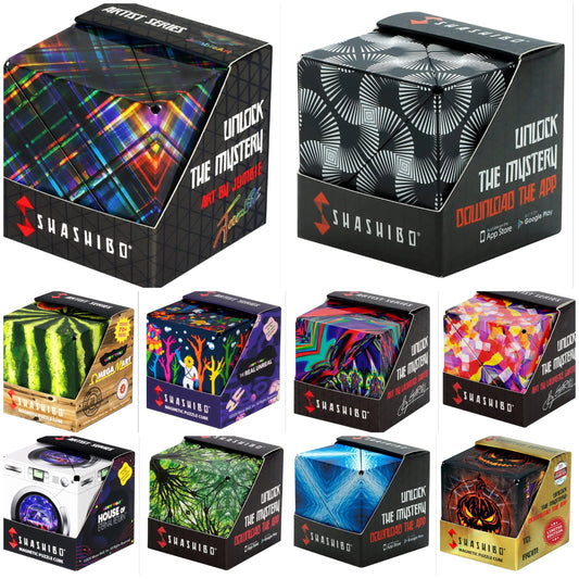 Shape Shifting Box - Award-Winning, Patented Fidget Cube w/ 36 Rare Earth Magnets - Transforms Into Over 70 Shapes, Download Fun in Motion Toys Mobile App (Artist Series