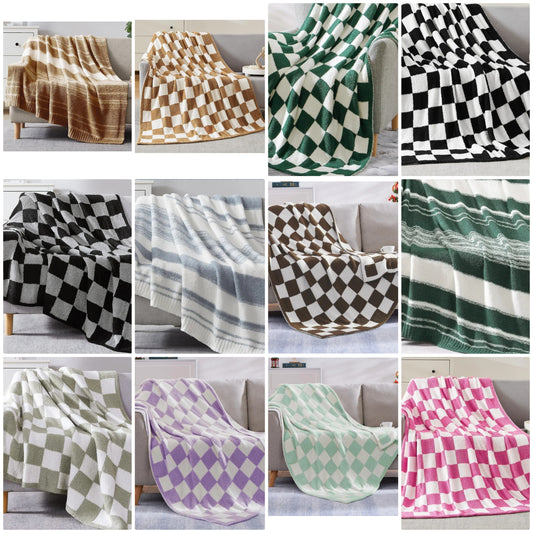 Checkered throw blanket soft cozy breathable lightweight