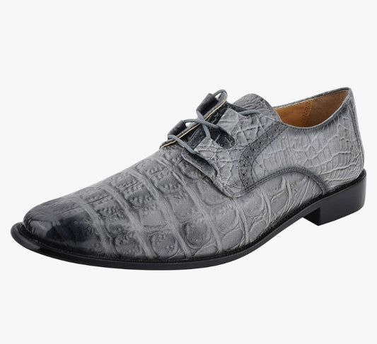 Mens Hornback Print Genuine Leather Lace Up Oxford Dress Shoes