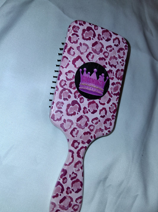 COCOMONEY HAIR BRUSH pink leopard for all hair types plastic material regular size brush