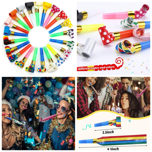 100pcs Random Color Blow Dragon Whistles For Birthday Party, Weddings & Cheerleading, As Gift, Party Favors Back To School holiday paper plastic