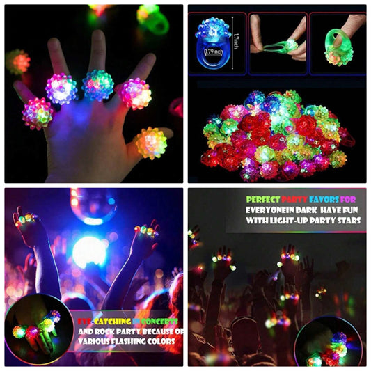 Glow Rings LED Light Up Glow Rings Party Favors Toys Flashing LED Lights Glow In The Dark Wedding Halloween Christmas Concert Club Party Supplies (Note: Randomly Mixed) Fall Autumn,Christmas pp
