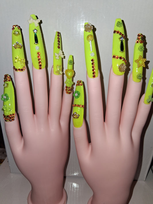COCOMONEY NAILS CUSTOM 1 OF 1 GLUE ON PRESS ON COMES WITH FREE GIFTS #o89