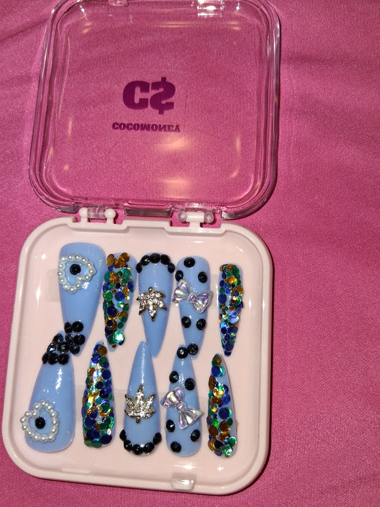 COCOMONEY NAILS CUSTOM 1 OF 1 GLUE ON PRESS ON COMES WITH FREE GIFTS #b68