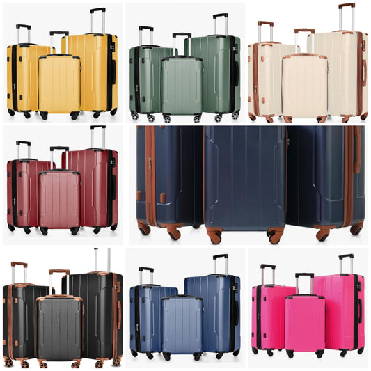 3 Suitcases With Wheels Hardside Luggage Sets 3 Piece, Expandable And Lightweight, Travel Suitcases For Woman And Man