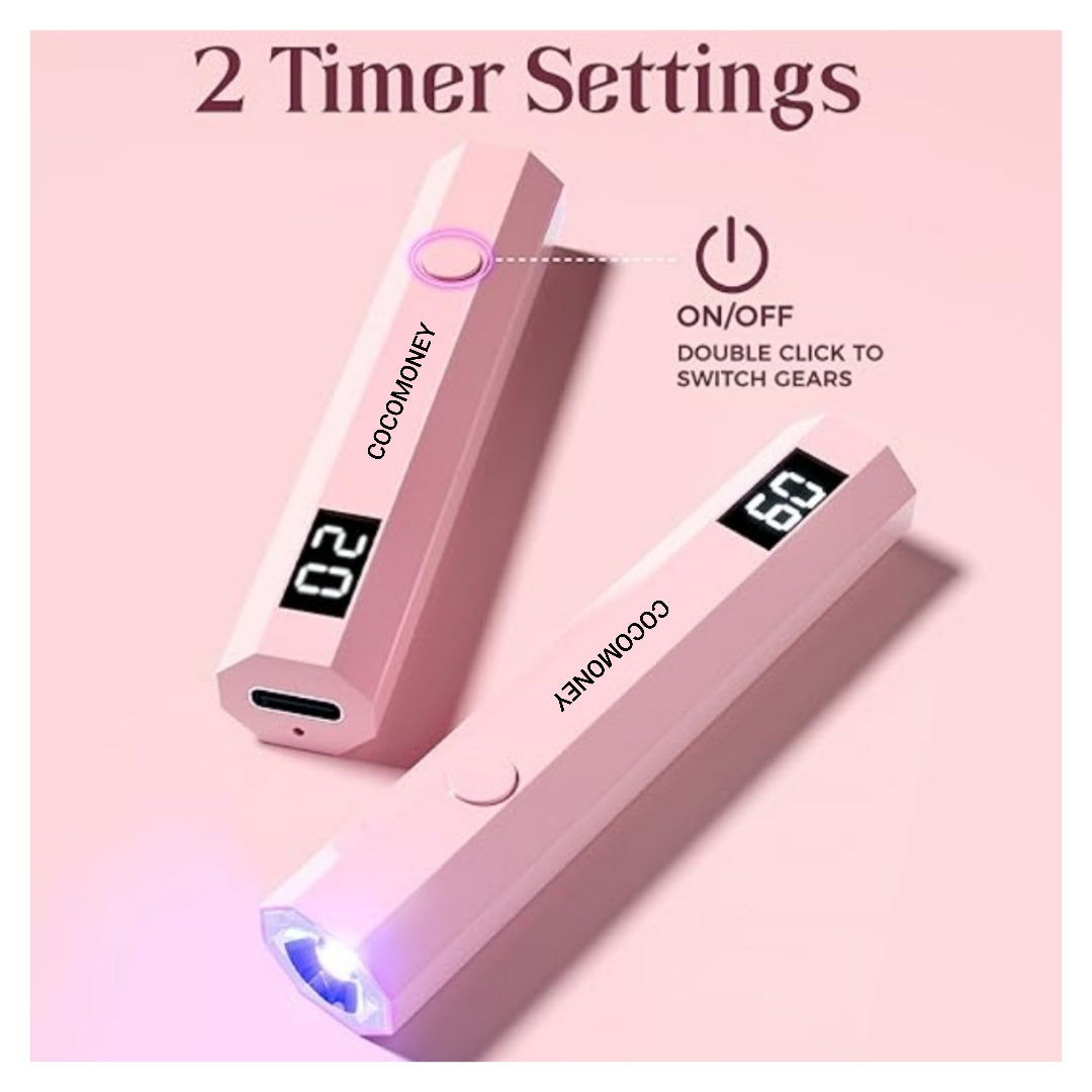 UV Nail Light Handheld UV Light for Nails 3W Portable Led Lamp with 2 Timer Settings 20/60s for Gel Polish Home DIY Salon Women(Pink)
