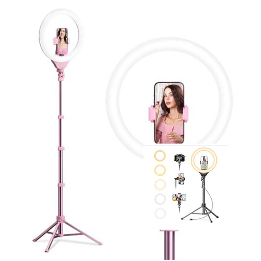 12'' Selfie Ring Light with 62’’ Tripod Stand for Video Recording, Live Streaming(YouTube, Instagram, TIK Tok), Compatible with Phones, Cameras and Webcams