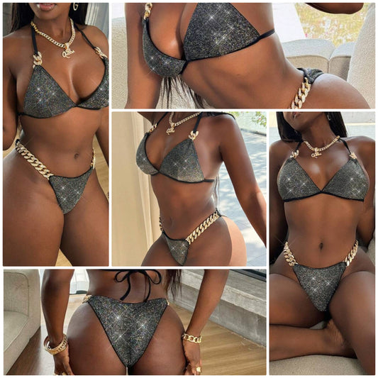 Glitter Yarn Women Sexy Bikini Set, Cocomoney