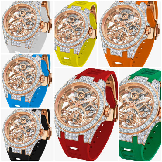 HEMUDU Crystal Luxury for Men Watches Real Tourbillon Brilliant Hollowing Dial Luminous Diamonds Case Women