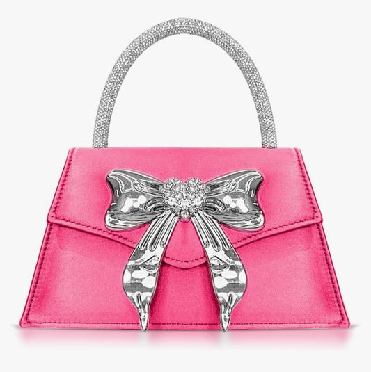 Bow Evening Bag, Rhinestone Handle Tote Bag,