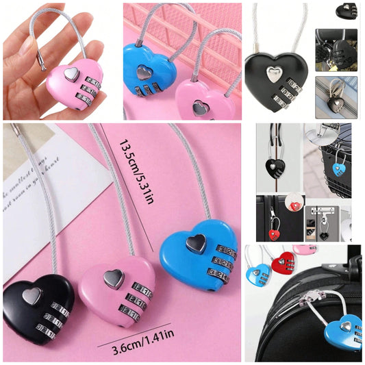 Love Shaped Password Lock, Mechanical Password Padlock, Multifunctional Heart Lock Suitcase Luggage Travel Backpack School Gym Storage Cabinet Lock For Gym Luggage Bag Zinc Alloy Heart-Shaped Couple Conjoined Lock Number Trolley Case Lock