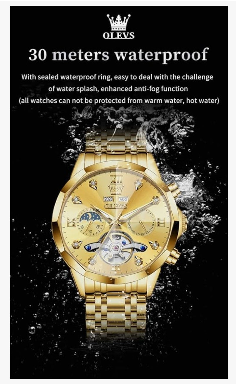 Automatic Watches Business Dress Watch Mechanical Stainless Steel Self Winding Men Wrist Watch
Luxury Classic Diamond Waterproof Date for Men