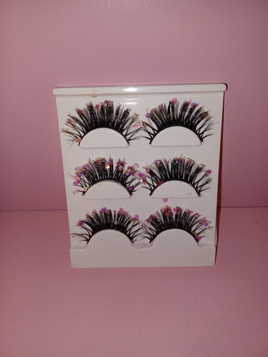 COCOMONEY PINK BLING LASHES 3 sets