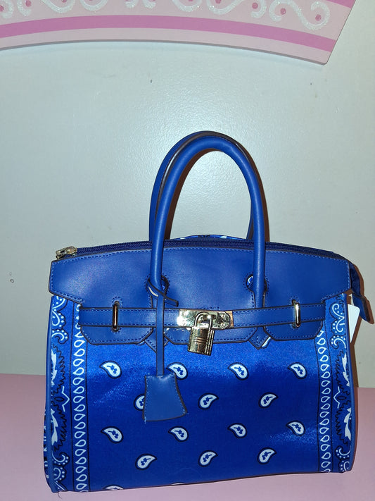 COCOMONEY HANDBAG BLUE WITH STRAP 11 HALF IN BY 9IN BY 6IN poly