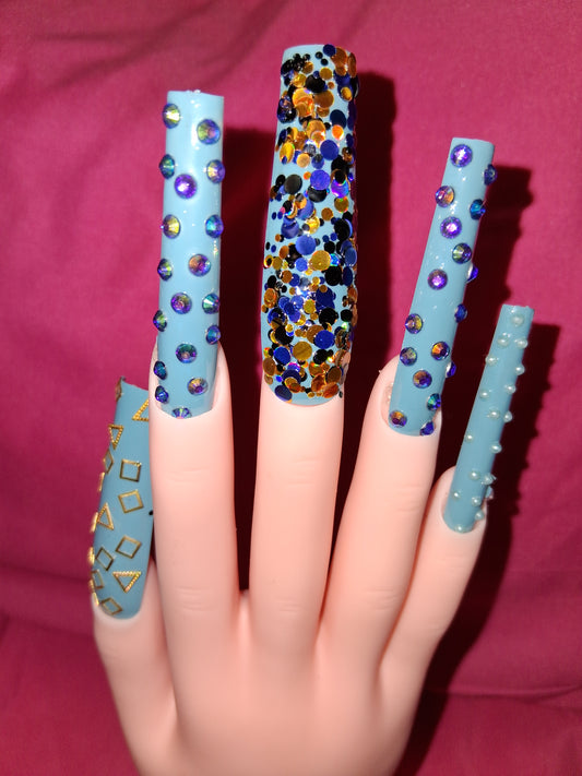 COCOMONEY NAILS CUSTOM 1 OF 1 GLUE ON PRESS ON COMES WITH FREE GIFTS #o92