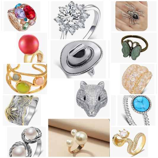 20 pieces Costume rings metal jewelry random mix jewelry in various sizes