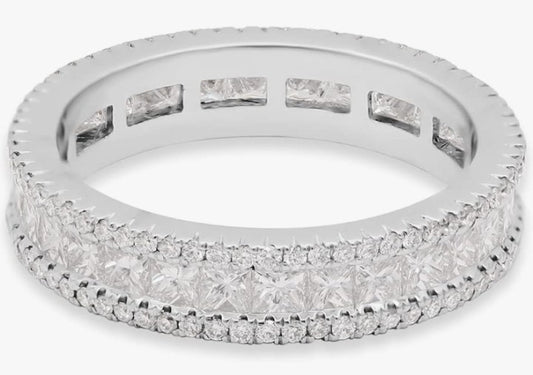 COCOMONEY Genuine 2.07Ct Diamond White Gold 18k Band Ring Diamond Finger Band Ring Women Wedding Cluster Band Ring Minimalist Gold Diamond Ring