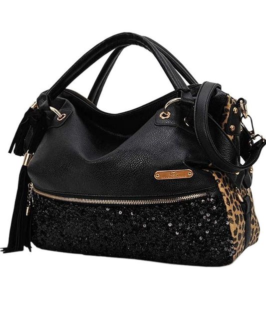 Women's Purse Handbag Hobo Style Sequin PU Leather Shoulder Bag