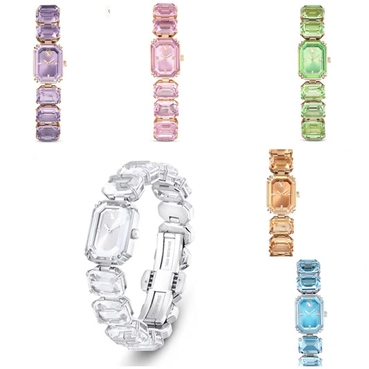 Swarovski Octagon cut bracelet, Blue, Stainless steel