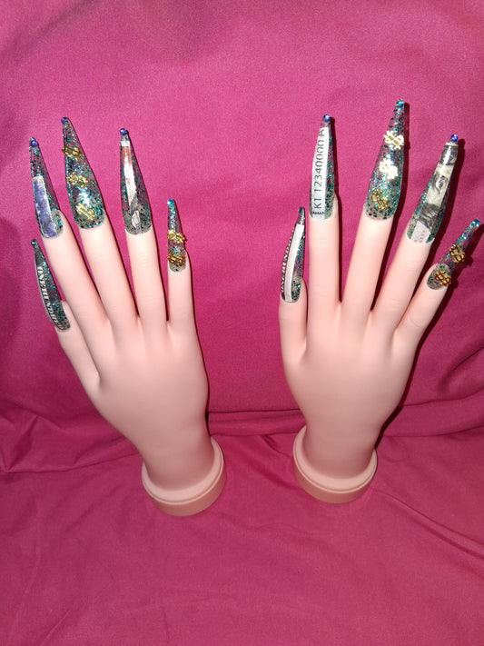 COCOMONEY NAILS CUSTOM 1 OF 1 GLUE ON PRESS ON COMES WITH FREE GIFTS #o32