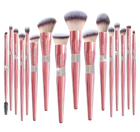 16Pcs ULTRA SOFT Labeled Makeup Brushes Sets -with Foundations Powder Blush Concealer Blending Eyeshadow Contour Brush sets (Rose Gold)