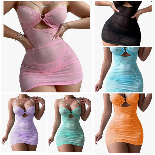 Sexy Lingerie for Women Sheer Lingerie Set Bodycon Mini Lingerie Dress Ruched Party Clubwear Outfits