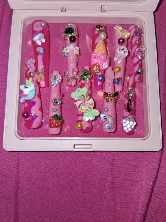 COCOMONEY NAILS CUSTOM 1 OF 1 GLUE ON PRESS ON COMES WITH FREE GIFTS #o13