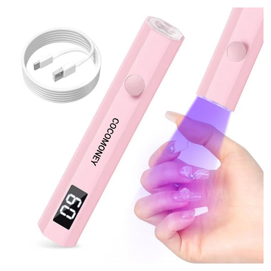 UV Nail Light Handheld UV Light for Nails 3W Portable Led Lamp with 2 Timer Settings 20/60s for Gel Polish Home DIY Salon Women(Pink)