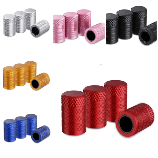 Tire Valve Stem Caps, 4 pcs/Pack, Anodized Aluminum Tire Valve Cap Set, Corrosion Resistant, Universal Stem Covers for Cars Trucks Motorcycles SUVs and Bikes