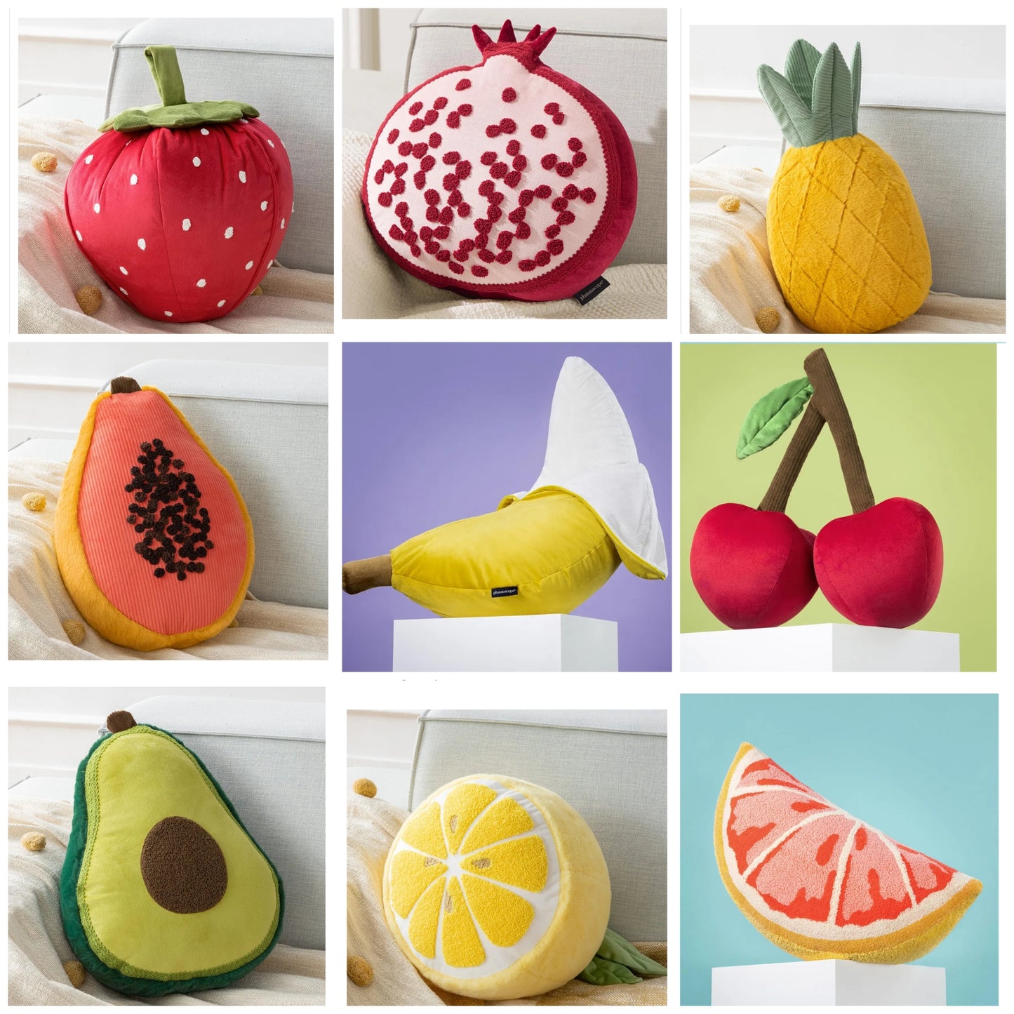 Fruit Shaped Pillows Series Strawberry Shaped Throw Pillow, Fun Home Decor of Fruit Themed Shaped Cushions, Decorative Shaped Pillow for Couch Bed and Chair,