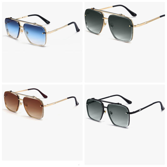 Square Aviator Sunglasses for Men and Women Fashion Metal Vintage Gradient Shades Sunglasses UV400 Protection