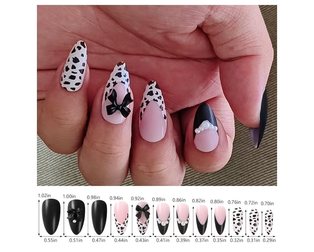 French Tip Press on Nails Packs, Medium Almond Fake Nails Kit, Glue on Nails Set, False Nails with Design, Stick On Nails for Women, Nails Press ons 5 Packs (120 Pcs)