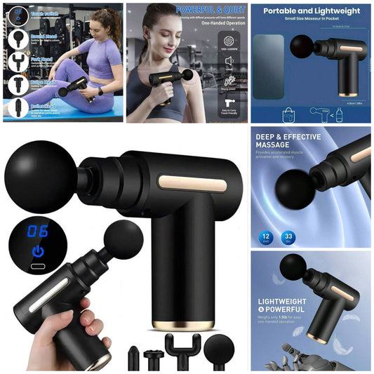 1pc LED Massage Gun, Deep Tissue Muscle Handheld Percussion Massager For Body, Easy To Control,Back And Neck Pain, LED,Ultra Compact Elegant Design, Powered By High Torque